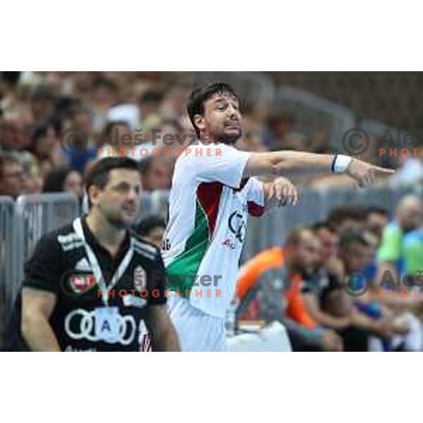 Mate Lekai in action during Qualification handball match for World Championship 2019 between Slovenia and Hungary in Bonifika hall, Koper, Slovenia on June 9, 2018