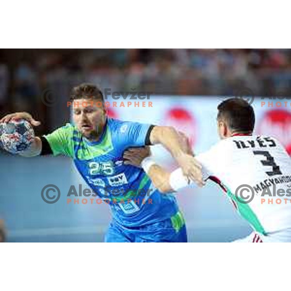 Marko Bezjak (SLO)in action during Qualification handball match for World Championship 2019 between Slovenia and Hungary in Bonifika hall, Koper, Slovenia on June 9, 2018