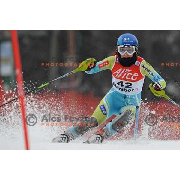 Ilka Stuhec in first run of 44.Golden Fox Audi FIS Alpine Ski World Cup Slalom in Maribor13.1.2007. Photo by Ales Fevzer 