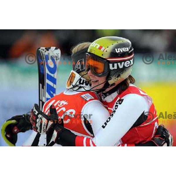 Schild and Hosp after second run of 44.Golden Fox Audi FIS Alpine Ski World Cup Slalom in Maribor13.1.2007. Photo by Ales Fevzer 