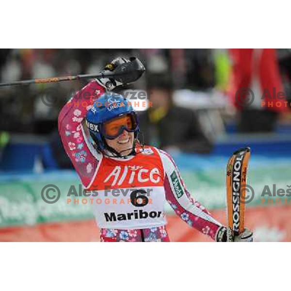Veronika Zuzulova after second run of 44.Golden Fox Audi FIS Alpine Ski World Cup Slalom in Maribor13.1.2007. Photo by Ales Fevzer 