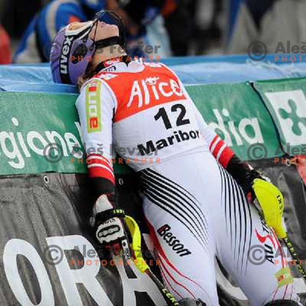 Michaela Kirchgasser after second run of 44.Golden Fox Audi FIS Alpine Ski World Cup Slalom in Maribor13.1.2007. Photo by Ales Fevzer 
