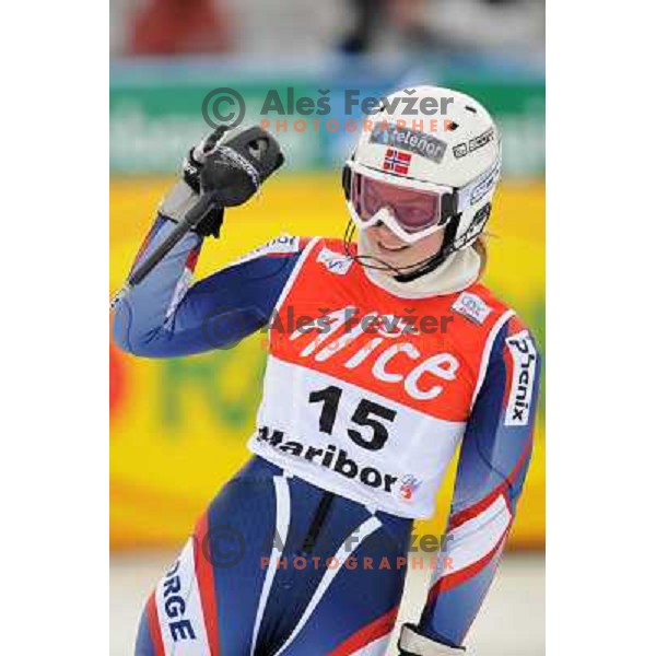 Nina Loeseth after second run of 44.Golden Fox Audi FIS Alpine Ski World Cup Slalom in Maribor13.1.2007. Photo by Ales Fevzer 
