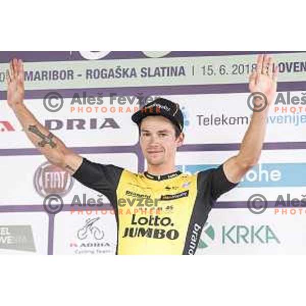 Primoz Roglic ( Lotto Jumbo NL) at the finish of third stage of 25th Tour of Slovenia cycling race between Slovenske Konjice in Celje (175,7 km), Slovenia on June 15, 2018