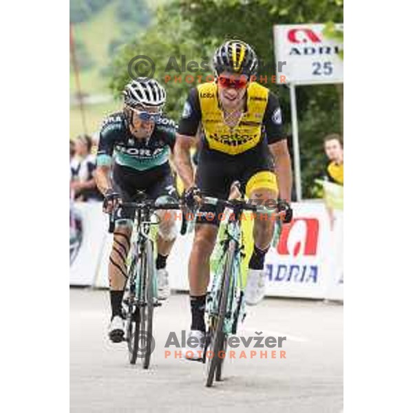 Primoz Roglic ( Lotto Jumbo NL) at the finish of third stage of 25th Tour of Slovenia cycling race between Slovenske Konjice in Celje (175,7 km), Slovenia on June 15, 2018