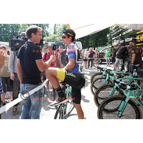 Primoz Roglic at the start of fourth stage of 25th Tour of Slovenia cycling race between Ljubljana and Kamnik (155 km) Slovenia on June 16, 2018