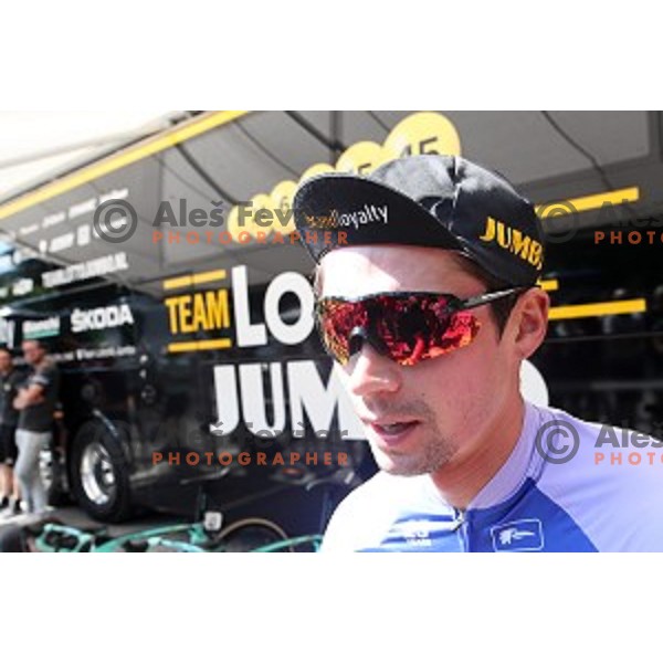 Primoz Roglic at the start of fourth stage of 25th Tour of Slovenia cycling race between Ljubljana and Kamnik (155 km) Slovenia on June 16, 2018
