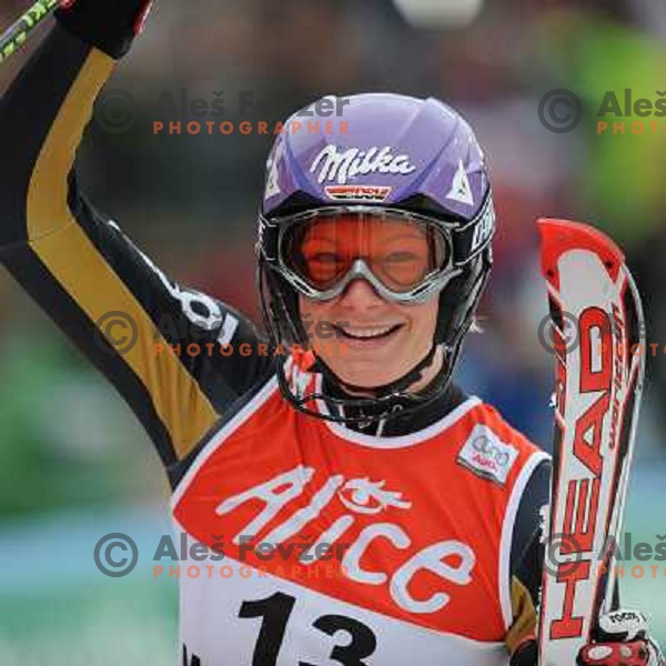 Maria Riesch after second run of 44.Golden Fox Audi FIS Alpine Ski World Cup Slalom in Maribor13.1.2007. Photo by Ales Fevzer 