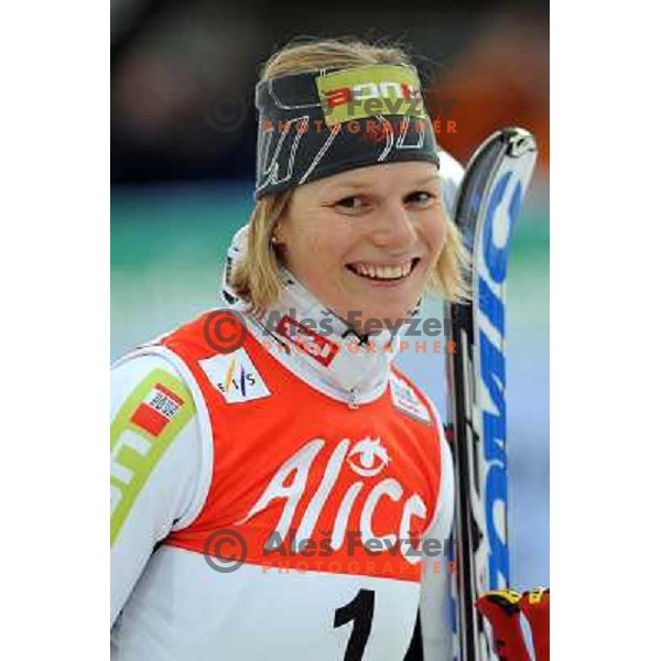 Marlies Schild after second run of 44.Golden Fox Audi FIS Alpine Ski World Cup Slalom in Maribor13.1.2007. Photo by Ales Fevzer 