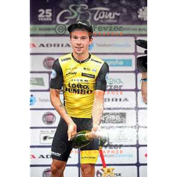 Primoz Roglic (Lotto Jumbo NL), winner of fourth stage of 25th Tour of Slovenia cycling race between Ljubljana and Kamnik (155 km) also took overall lead and Green Jersey in Slovenia on June 16, 2018