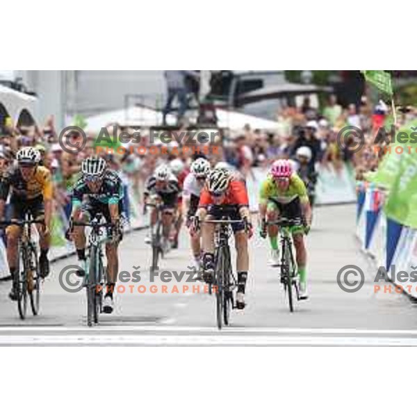 Matej Mohoric (Bahrain Merida) second placed at fourth stage of 25th Tour of Slovenia cycling race between Ljubljana and Kamnik (155 km) Slovenia on June 16, 2018