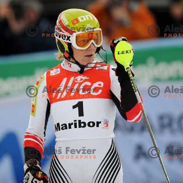 Marlies Schild after second run of 44.Golden Fox Audi FIS Alpine Ski World Cup Slalom in Maribor13.1.2007. Photo by Ales Fevzer 