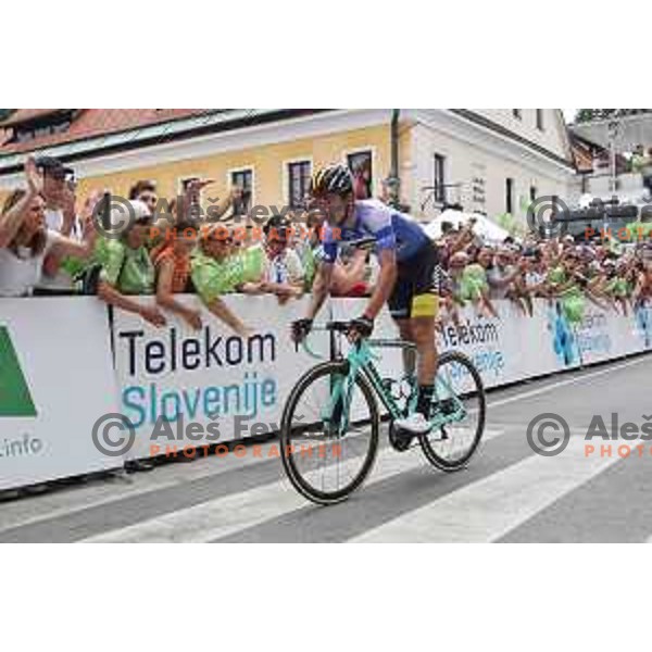 Primoz Roglic (Lotto Jumbo NL), winner of fourth stage of 25th Tour of Slovenia cycling race between Ljubljana and Kamnik (155 km) also took overall lead and Green Jersey in Slovenia on June 16, 2018