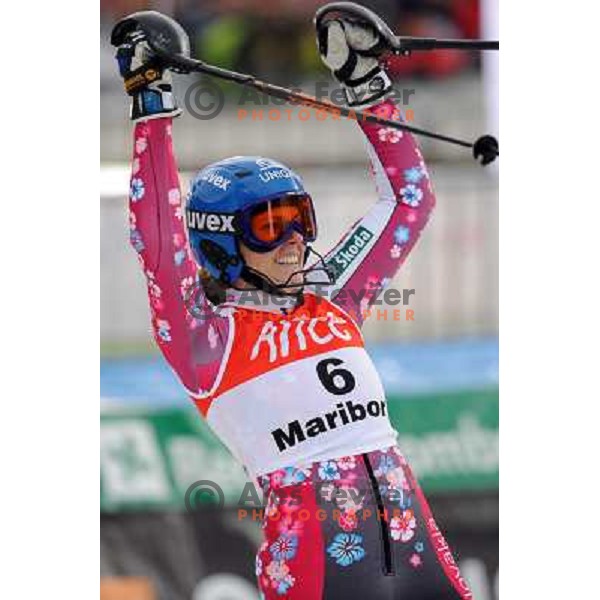 Veronika Zuzulova after second run of 44.Golden Fox Audi FIS Alpine Ski World Cup Slalom in Maribor13.1.2007. Photo by Ales Fevzer 