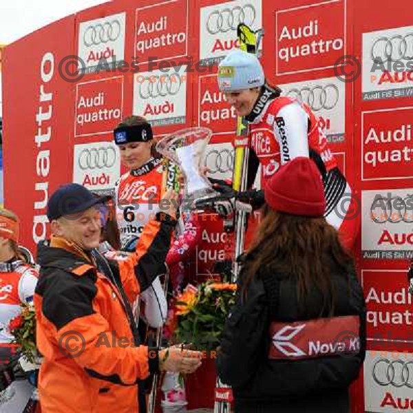 Mayor of Maribor Franc Kangler and Nicole Hosp after second run of 44.Golden Fox Audi FIS Alpine Ski World Cup Slalom in Maribor13.1.2007. Photo by Ales Fevzer 