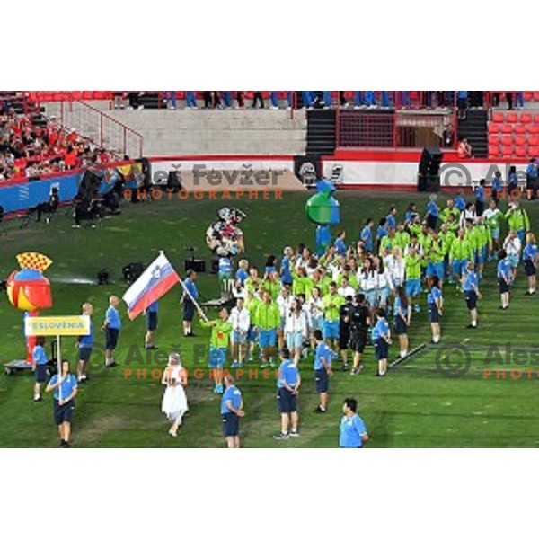 Saso Bertoncelj, flag bearer of Slovenia team during Opening Ceremony of Tarragona 2018 Mediteranean Games, Spain on June 22, 2018