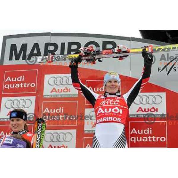 Nicole Hosp after second run of 44.Golden Fox Audi FIS Alpine Ski World Cup Slalom in Maribor13.1.2007. Photo by Ales Fevzer 