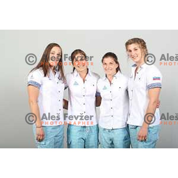 Anka Pogacnik, Anja Stangar, Marusa Stangar, Lucija Brolih, members of Slovenia judo team for Tarragona 2018 Mediteranean Games Spain in Portoroz, Slovenia on June 18, 2018