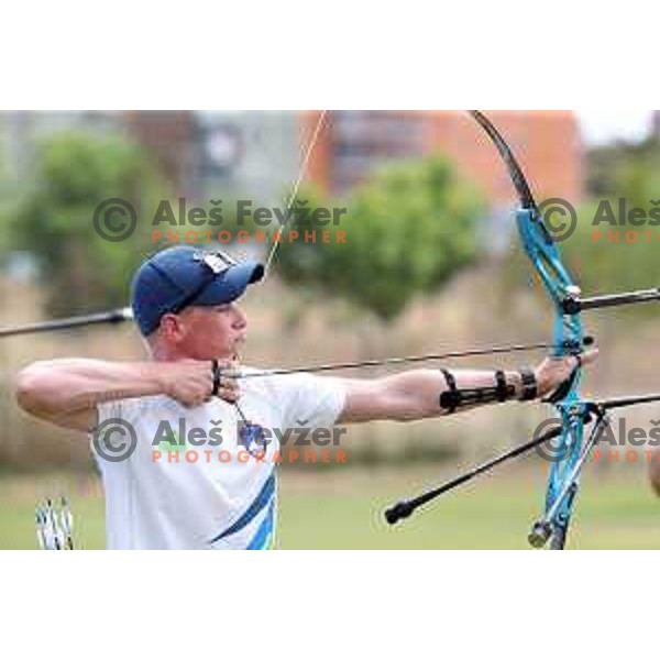 Den Habjan Malavasic of Slovenia Archery team at Tarragona 2018 Mediteranean Games (Sredozemske igre), Spain on June 23, 2018