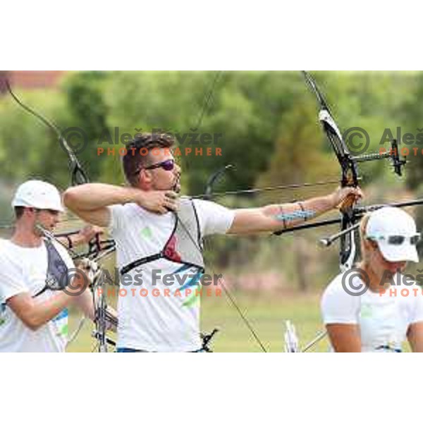 Gasper Strajhar of Slovenia Archery team at Tarragona 2018 Mediteranean Games (Sredozemske igre), Spain on June 23, 2018