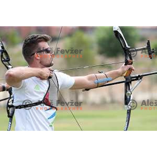 Gasper Strajhar of Slovenia Archery team at Tarragona 2018 Mediteranean Games (Sredozemske igre), Spain on June 23, 2018