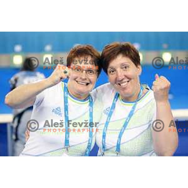 Polonca Sladic and Andreja Vlah at air rifle shooting during second day of 18. Mediteranean Games Tarragona 2018 (Sredozemske Igre) in Spain on June 24, 2018