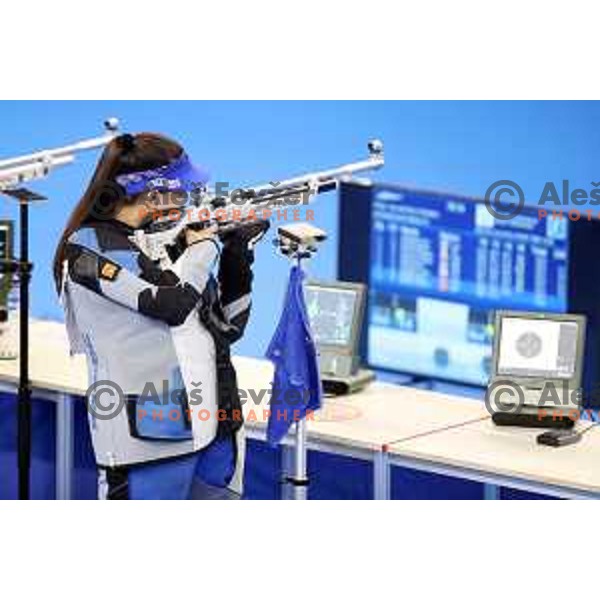 Ziva Dvorsak of Slovenia, bronze medalist at air rifle shooting during second day of 18. Mediteranean Games Tarragona 2018 (Sredozemske Igre) in Spain on June 24, 2018