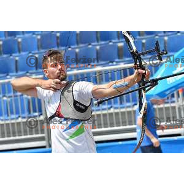 Gasper Strajhar of Slovenia, silver medalist with team and individual in Archery during second day of 18. Mediteranean Games Tarragona 2018 (Sredozemske Igre) in Spain on June 24, 2018