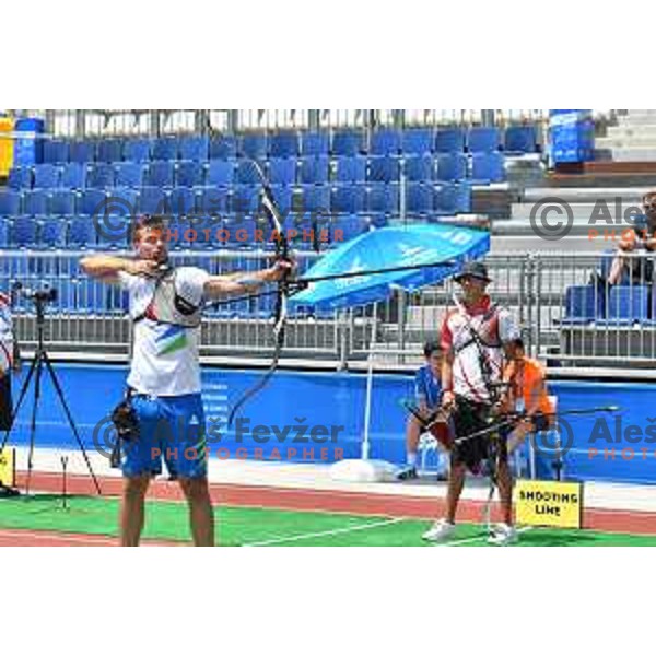 Gasper Strajhar of Slovenia, silver medalist with team and individual in Archery during second day of 18. Mediteranean Games Tarragona 2018 (Sredozemske Igre) in Spain on June 24, 2018