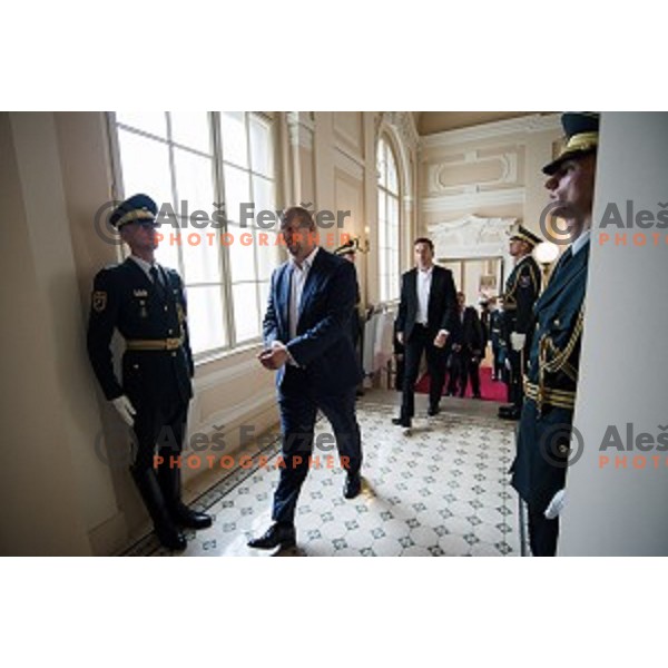 Matej Erjavec of the Slovenian basketball team at the presentation of the Golden Order of Slovenia, Presidential palace, Ljubljana, Slovenia