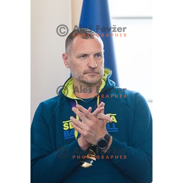 Rado Trifunovic of the Slovenian basketball team at the presentation of the Golden Order of Slovenia, Presidential palace, Ljubljana, Slovenia