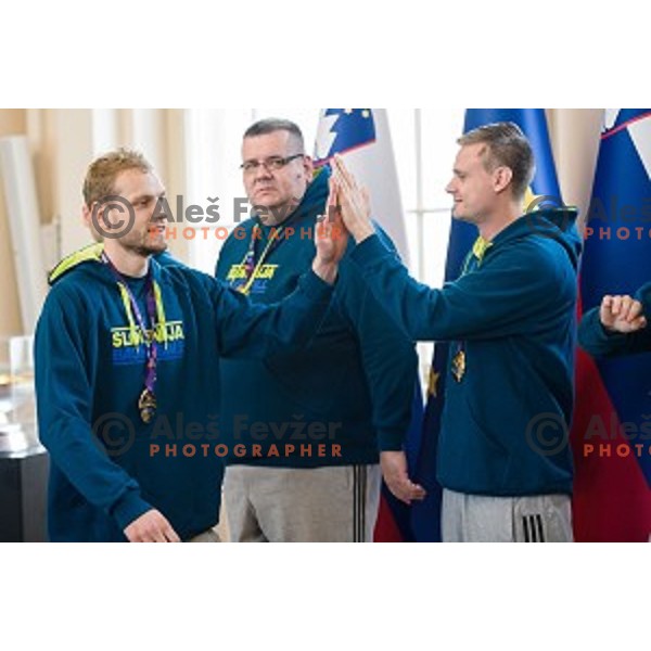 Jaka Blazic of the Slovenian basketball team at the presentation of the Golden Order of Slovenia, Presidential palace, Ljubljana, Slovenia