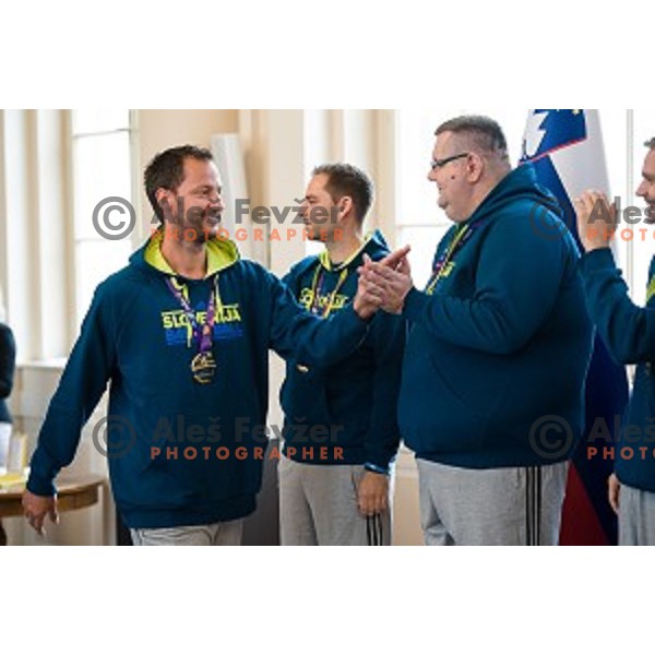 Sasa Zagorac of the Slovenian basketball team at the presentation of the Golden Order of Slovenia, Presidential palace, Ljubljana, Slovenia