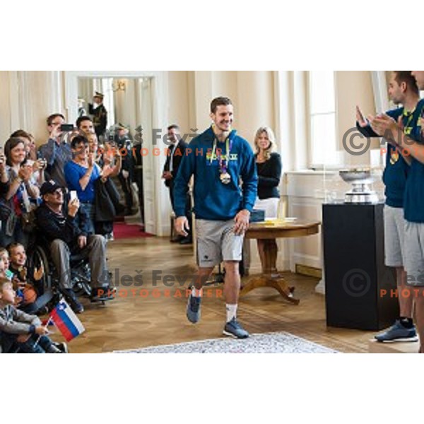 Goran Dragic of the Slovenian basketball team at the presentation of the Golden Order of Slovenia, Presidential palace, Ljubljana, Slovenia