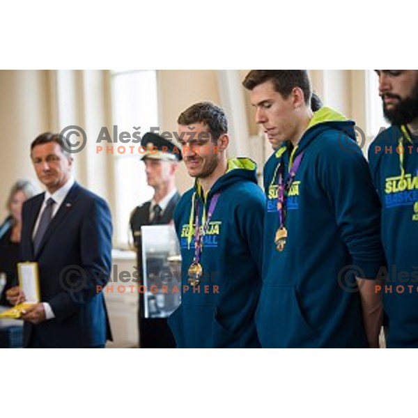 Goran Dragic of the Slovenian basketball team at the presentation of the Golden Order of Slovenia, Presidential palace, Ljubljana, Slovenia
