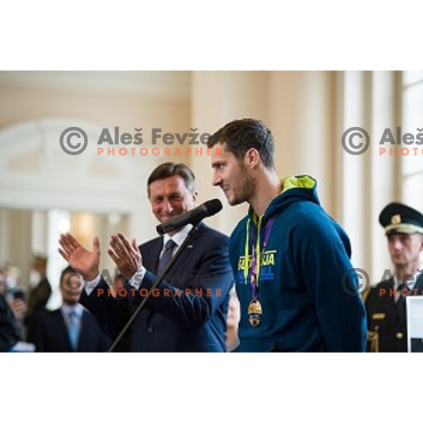 Goran Dragic of the Slovenian basketball team at the presentation of the Golden Order of Slovenia, Presidential palace, Ljubljana, Slovenia