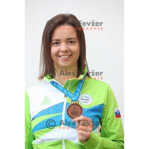 Ziva Dvorsak of Slovenia, bronze medalist at air rifle shooting during second day of 18. Mediteranean Games Tarragona 2018 (Sredozemske Igre) in Spain on June 24, 2018