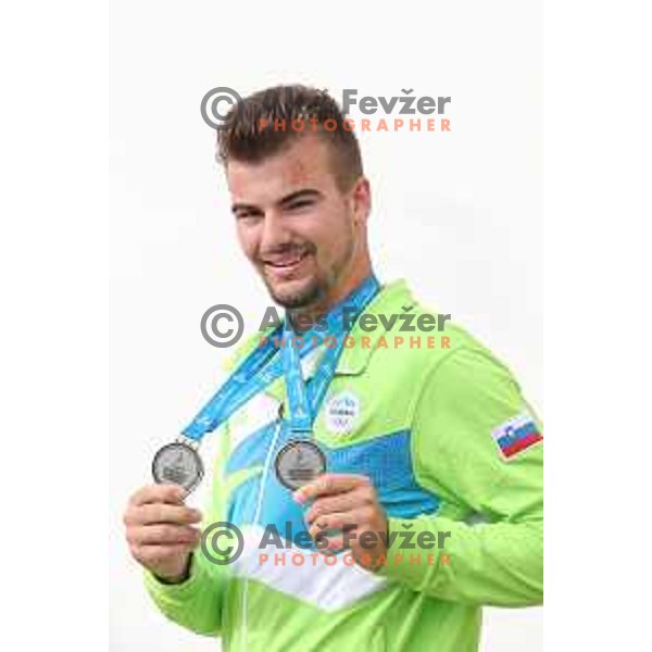 Gasper Strajhar of Slovenia, silver medalist with team and individual in Archery during second day of 18. Mediteranean Games Tarragona 2018 (Sredozemske Igre) in Spain on June 24, 2018