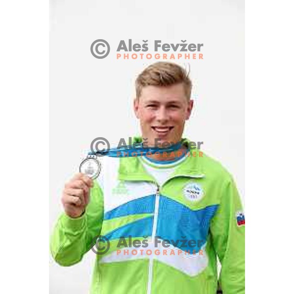 Den Habjan Malavasic of Slovenia, silver medalist with team in Archery during second day of 18. Mediteranean Games Tarragona 2018 (Sredozemske Igre) in Spain on June 24, 2018