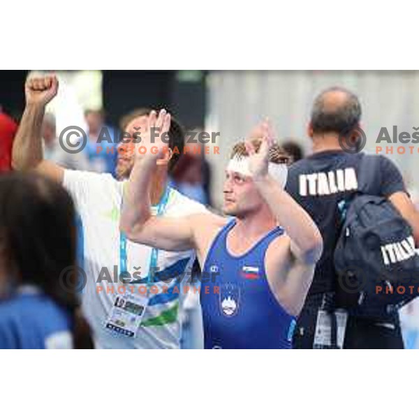 David Habat of Slovenia competes in wrestling freestyle 65 kg final at 18. Mediteranean Games Tarragona 2018 ( Sredozemske Igre) in Spain on June 26, 2018