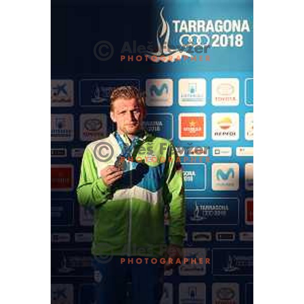 David Habat of Slovenia with silver medal in wrestling freestyle 65 kg at 18. Mediteranean Games Tarragona 2018 ( Sredozemske Igre) in Spain on June 26, 2018
