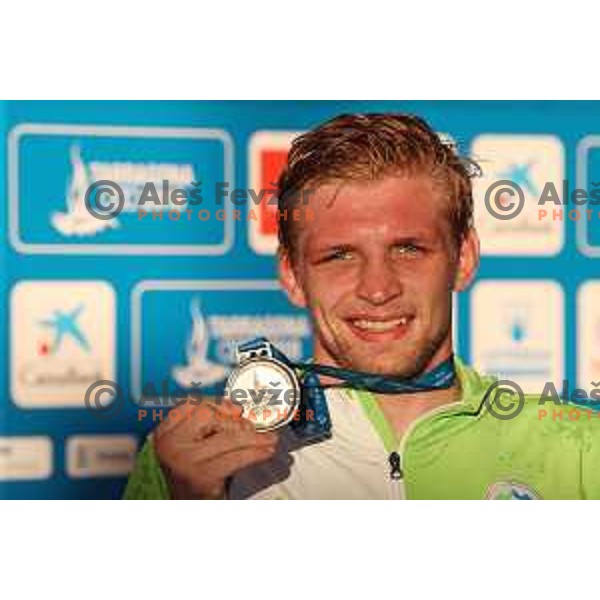 David Habat of Slovenia with silver medal in wrestling freestyle 65 kg at 18. Mediteranean Games Tarragona 2018 ( Sredozemske Igre) in Spain on June 26, 2018