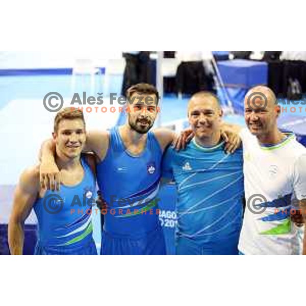 Luka Terbovsek, Rok Klavora, Dejan Jovanovic and Sebastjan Piletic of Slovenia during Artistic Gymnastics Finals at 18. Mediteranean Games Tarragona 2018 (Sredozemske Igre) in Spain on June 26, 2018