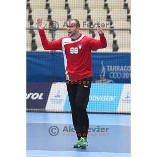 of Slovenia in action during quarterfinal handball match between Slovenia and Croatia at 18. Mediteranean Games Tarragona 2018 (Sredozemske Igre) in Spain on June 27, 2018