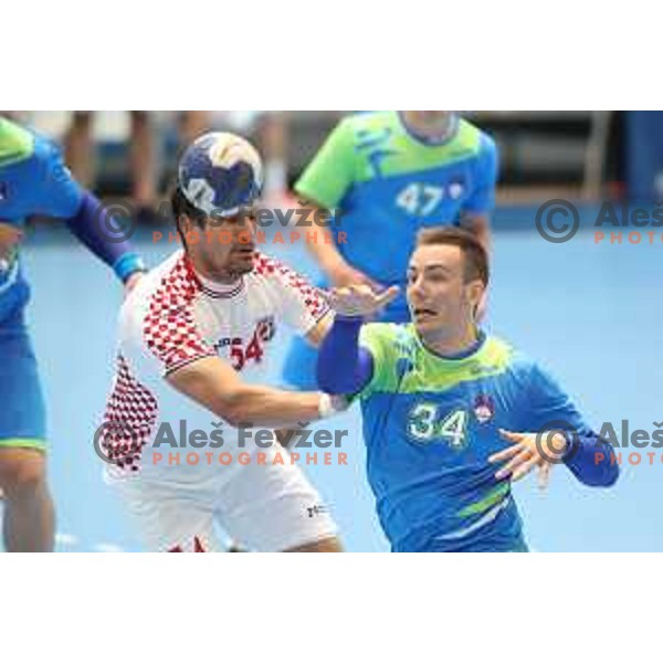 of Slovenia in action during quarterfinal handball match between Slovenia and Croatia at 18. Mediteranean Games Tarragona 2018 (Sredozemske Igre) in Spain on June 27, 2018