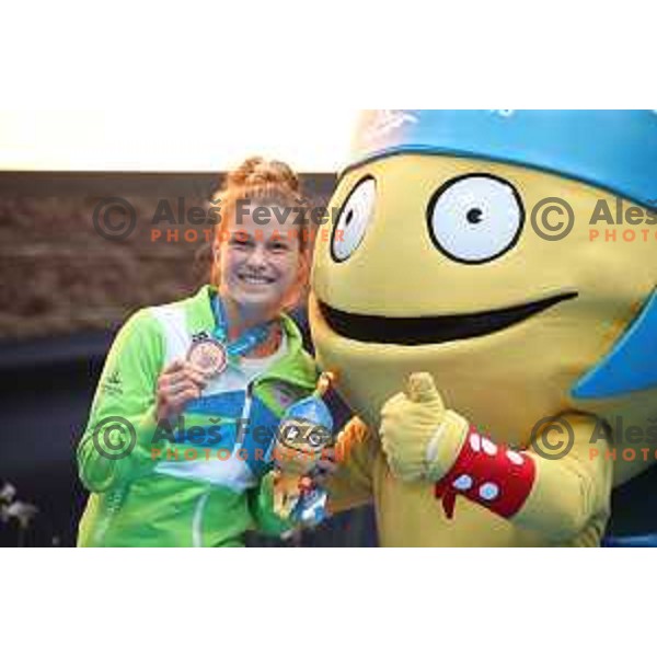 Marusa Stangar of Slovenia with bronze medal at judo tournament at 18. Mediteranean Games Tarragona 2018 (Sredozemske Igre) in Spain on June 27, 2018