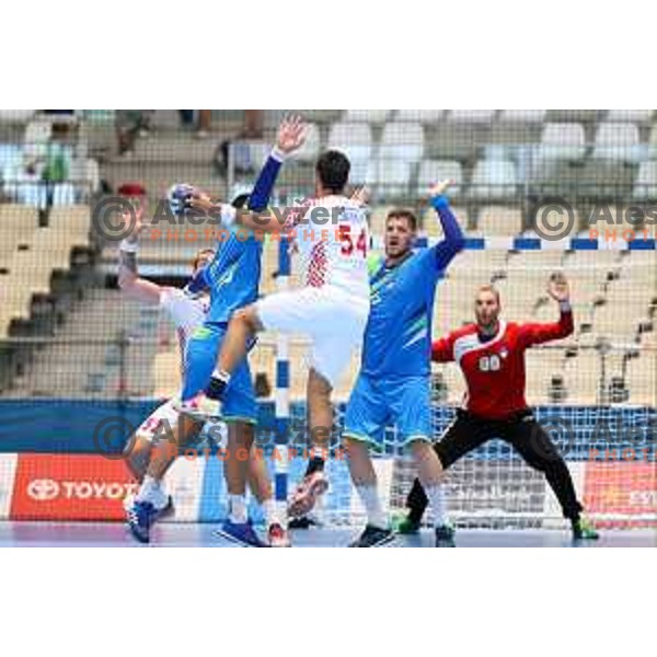 of Slovenia in action during quarter-final handball match between Slovenia and Croatia at 18. Mediteranean Games Tarragona 2018 (Sredozemske Igre) in Spain on June 27, 2018