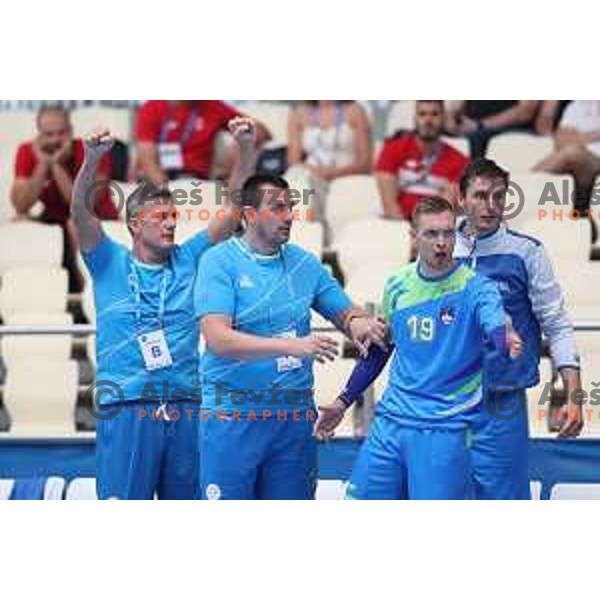 of Slovenia in action during quarter-final handball match between Slovenia and Croatia at 18. Mediteranean Games Tarragona 2018 (Sredozemske Igre) in Spain on June 27, 2018
