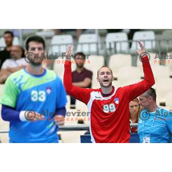 of Slovenia in action during quarter-final handball match between Slovenia and Croatia at 18. Mediteranean Games Tarragona 2018 (Sredozemske Igre) in Spain on June 27, 2018