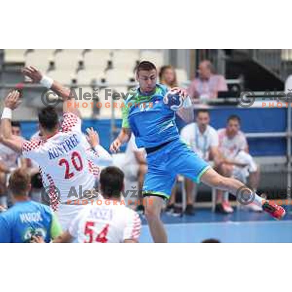 of Slovenia in action during quarter-final handball match between Slovenia and Croatia at 18. Mediteranean Games Tarragona 2018 (Sredozemske Igre) in Spain on June 27, 2018
